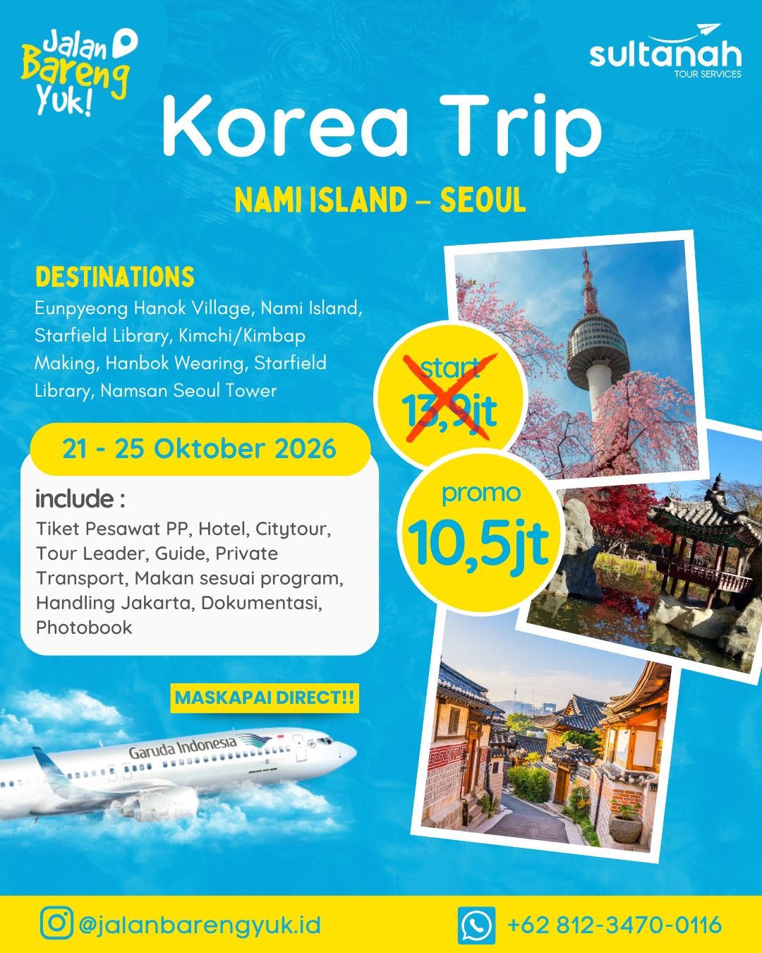 Promo Korea Trip — Nami Island & Seoul (Oktober) · Sultanah